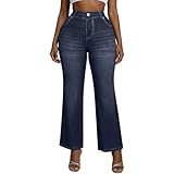 Mzkdieey Womens Flare Faux Jeans High Waisted Baggy...