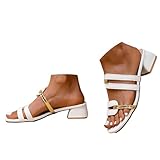 YAVSDN Women's Square Open Toe Heeled Sandals Slip On...