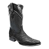 Men’s White Diamonds Black Bull Neck Cowboy Boots...