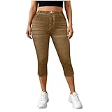 Xiaojmake High Waist Capris Fake Jeans for Women Casual...