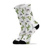 Desert Llama Cactus White Print Crew Socks for Women...