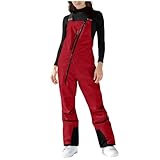 Red Womens Snow Bibs Suits Insulated Waterproof...