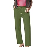 Linen Dressy Pants Womens Elastic Waist Drawstring...