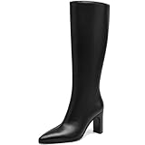 TEAIEUI Black Boots With Heel Pointed Toe Chunky Heel...