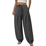bawilom Womens Cotton Linen Casual Pants Wide Leg...