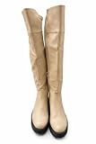 Women's Over-the-Knee Boots, Beige, Side Zipper, Chunky...