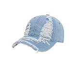 Y2K Distressed Denim Baseball Cap for Women Men,...