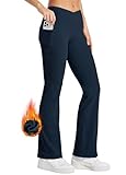 Willit Women's Fleece Lined Pants Yoga Crossover...