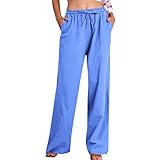 fartey Beach Pants for Women Cotton Linen Summer Beach...