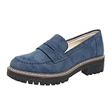 Womens Loafers Shoes Platform Chunky Penny Loafer Lug...