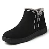 BASANYAO Women's Suede Flat Snow Boots with Side Zip...