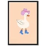 Framed Cute Duck Wearing Cowboy Hat and Boots Poster...