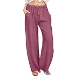 bawilom Cotton Linen Pants Women Wide Leg Drawstring...