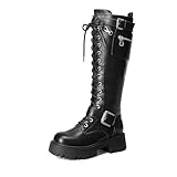 DREAM PAIRS Women's Combat Riding Platform Knee High...