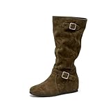 LOEHGMSGE Women'S Suede Knee High Boots Vintage Round...
