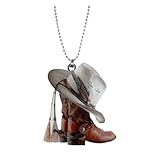Cowboy Boots Hats Car Pendant, 2D Flat Acrylic Car...