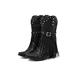 Kekonaca Women's Fringe Cowgirl Western Boots Tassel...