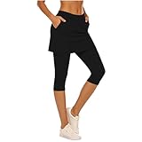 Skirted Leggings for Womens, High Waisted Capri Yoga...