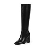 Easyfox Knee High Black Boots for Women Chunky Heel...