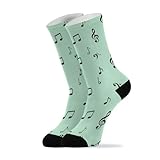 Music Teal Pattern Crew Socks for Women Men Warm Boot...