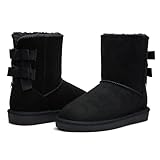 BlackTwig Women's Suede Mid Calf Winter Boots, Slip-On...