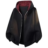 FGQuelleBM Simple Color Block Men's Zip Up Hoodie,...