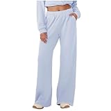 Women's Wide Leg Pants Elastic High Waisted Waffle Knit...