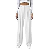Womens Wide Leg Dress Pants Business Casual Work Solid...