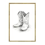 Framed Vintage Cowboy Boots Poster Canvas Print, Rustic...