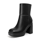 Athlefit Women's Platform Ankle Boots High Chunky Block...