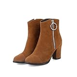 BLXQPYT Women's Suede Ankle Boots Chunky Block Heel...