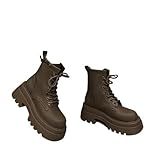 SYHHL Women's Mid-Calf Combat Boots Lace Up Chunky Lug...