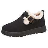 Black Ladies Winter Snow Boots Slip On Warm Fur Lined...