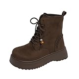 VBJHH Women's Chocolate Suede Combat Boots, Lace-Up...