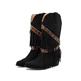 Kekonaca Women's Fringe Cowgirl Western Boots Tassel...