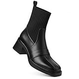 Silanway Women's French Retro PU Leather Sock Boots,...