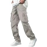 Mens Baggy Multi Pockets Straight Leg Cargo Pants...