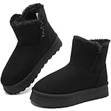 THATXUAOV Womens Ankle Winter Boots, Anti-Slip Suede...