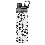 Repeating Black And White Soccer Water Bottle with...