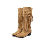 Kekonaca Women's Fringe Cowgirl Western Boots Tassel...