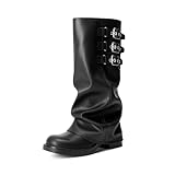 DREAM PAIRS Fold-over Knee High Boots Comfort Low Heel...