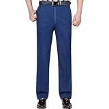 Mens High Waisted Elastic Waist Jeans Mens Loose...