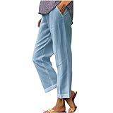 fartey Wide Leg Linen Pants for Women Summer Flowy...