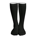 Black Knee-High Socks, Solid Color, Unisex...