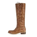 MICIFA Brown Knee High Boots for Women Side-Lace Round...