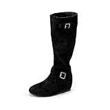 LOEHGMSGE Women'S Suede Knee High Boots Vintage Round...