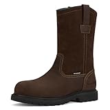 HISEA NINGO Mens Steel/Soft Toe Work Boots, 100%...