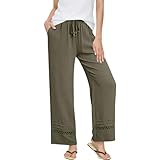 Womens Wide Leg Palazzo Trousers High Waisted Summer...