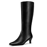 mysoft Women's Knee High Boots Kitten Heel Square Toe...