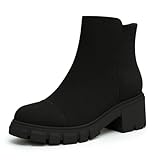Athlefit Women's Ankle Boots Fashion Platform Lug Sole...